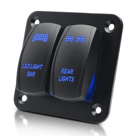 Panou 2 intrerupatoare, 12-24V, Led albastru, Light bar, Revese \Art SPA02-1