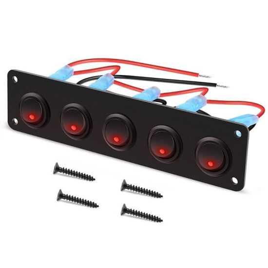 Panou 5 intrerupatoare cu Led rosu 12V 20A \Art SPA32