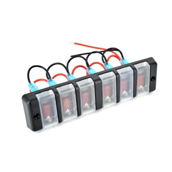 Panou 6 intrerupatoare 18x5cm, cu capac 12v, \Art SPP21 12V