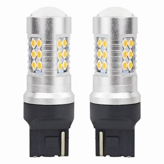 Set 2 becuri semnalizare galbene, T20, 24 LED-uri SMD 12-24V WY21W CANBUS 02393 AMIO