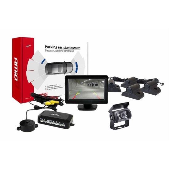 Kit camera mers inapoi cu monitor 4.3" si 4 senzori, cablu 10m ,12-24V, 02730 Amio