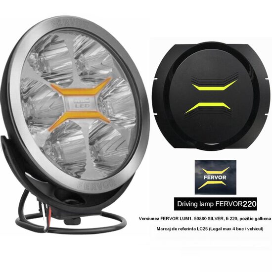 Proiector faza lunga fi220, cu LED, cu pozitie galbena, 12-24V, LC50, Fervor 220 LUM1. 50880 Wesem