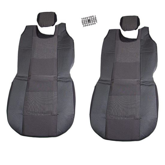 Set huse auto 2 scaune, fata - maieu, groase material OEM, negru cu gri, DLZ04 Dealiz