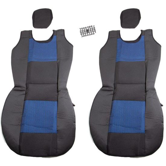 Set huse auto 2 scaune, fata - maieu, groase material OEM, negru cu albastru, DLZ05 Dealiz