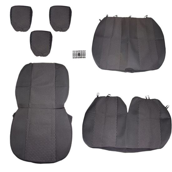Set husa scaun VAN 3 locuri (2+1) groase, material OEM, negru cu gri, DLZ35 Dealiz
