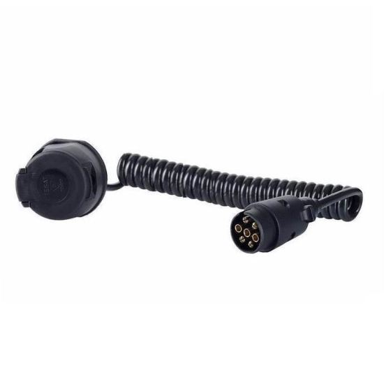 Cablu spiralat cu priza si fisa 7 pini, 12V, cablu 3.5m QLY-Spiralat PSP12WG/3,5 Hybsz