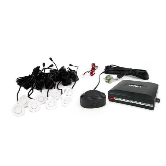 Set senzori parcare fata si spate, albi, fi22 cu avertizor sonor 01599 Amio