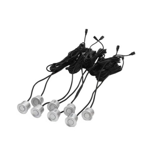 Set 8 senzori parcare, spate si fata, argintii, fi22, cu avertizor sonor 01596 Amio