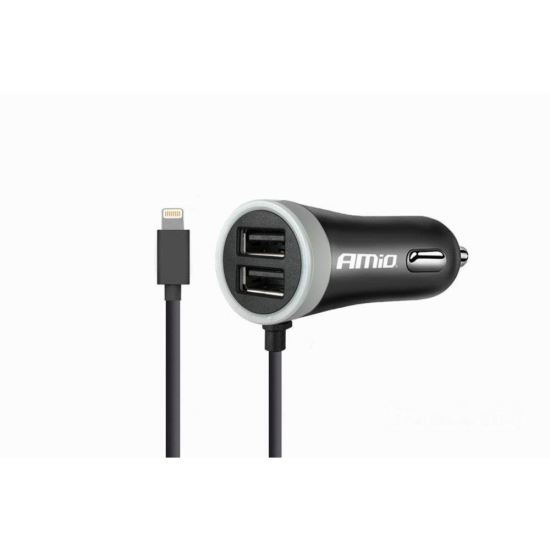 Incarcator auto fir Apple cu 2 USB, 12-24V, 2.1A, 02057 Amio
