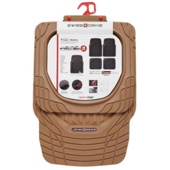 Set 4 covorase auto cauciuc, bej, tip tavita Sand100 SwissDrive