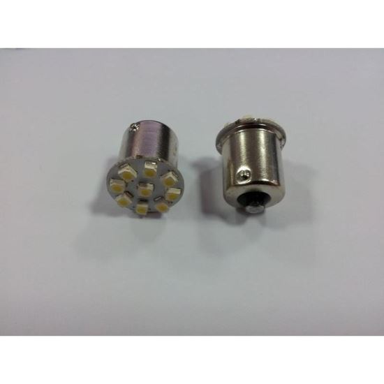 Set 2 becuri pozitie, 9 LED-uri, 12V/5W G18 BA15S, alb 