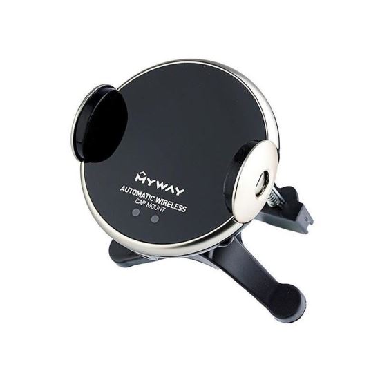 Suport telefon cu incarcare wireless si inchidere automata cu senzor, prindere in grilaj ventilatie MyWay 63064