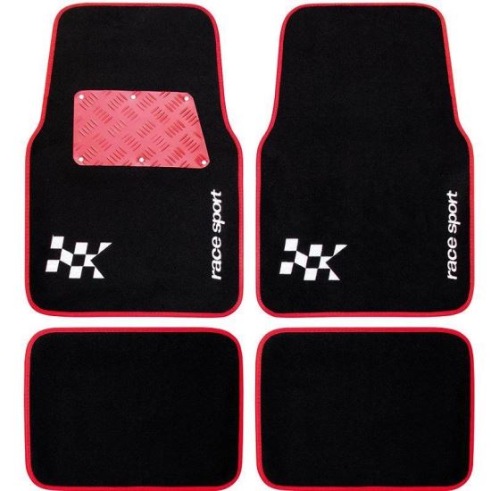 Covorase auto universale, mocheta 70x46, cu intaritura calcaie de aluminiu rosu RaceSport AFT3000