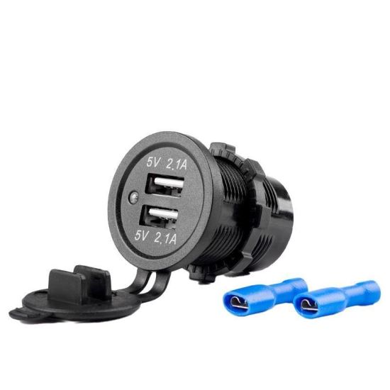 Priza cu 2 USB cu LED rosu 12-24A, 4.2A , incastrabila, Mod04 02854 Amio