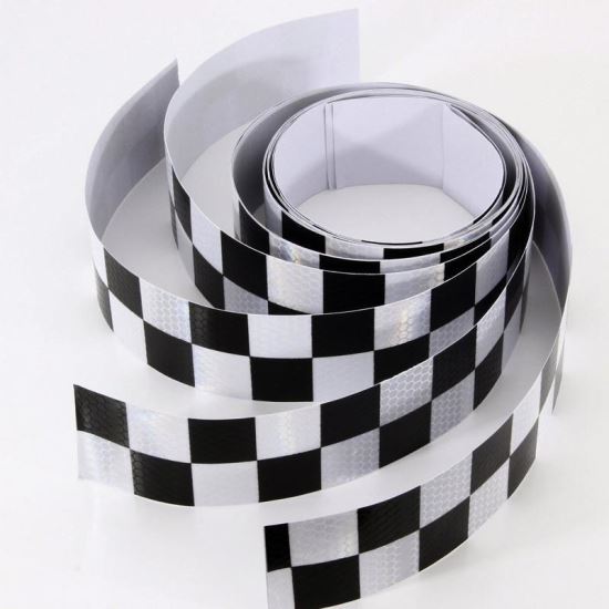 Autocolant reflectorizant tip sah TAXI alb-negru 6cm x 1.1m set 4buc Taxi02