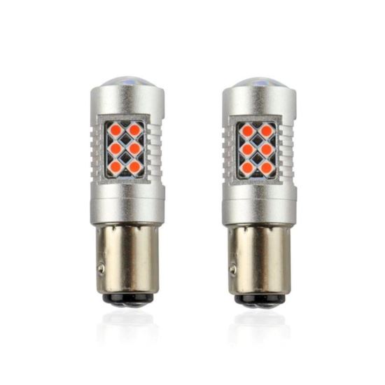 Set 2 becuri stop frana 24 LED-uri, 12/24V, P21/5W, BAY15d Canbus, rosu, Canbus 02579 Amio