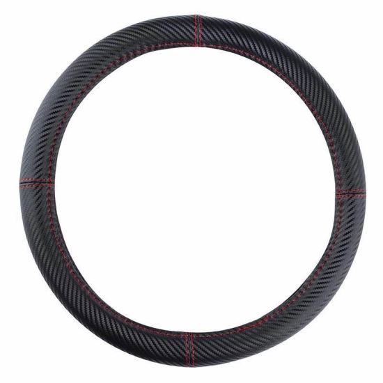 Husa volan 37-39cm, carbon, neagra si cusatura rosie 02811 Amio