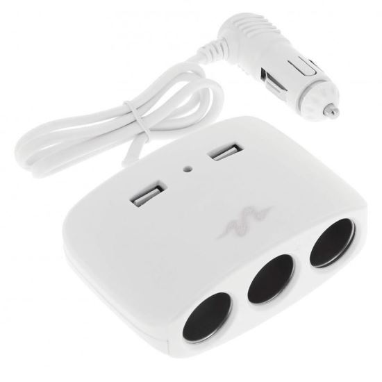 Multiplicator 3 prize 12-24V cu fir, 2 USB-uri, 2.1A, 120W, alb, Pulse MLS511W