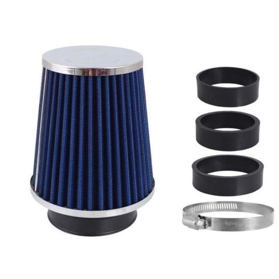 Filtru aer sport, albastru-crom, 3 adaptori, h13cm, 86001 Carmotion