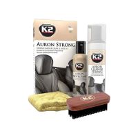 Set solutie, 350ml, laveta si perie pentru curatarea si intretinerea suprafetelor din piele foarte murdare si neglijate, Auron Strong, G421 K2
