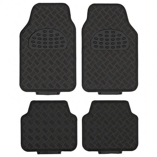 Set 4 covorase universale 65x47, din cauciuc cu aspect aluminiu, negru, APA5000 Race Sport