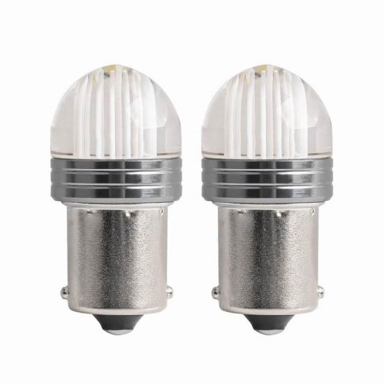 Set 2 becuri semnalizare, 9 LED-uri, 12V, P21W BA15s, alb transparent, 02953 Amio
