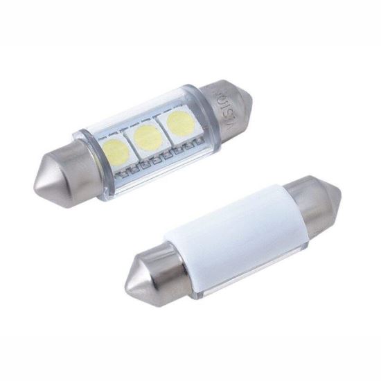 Set 2 becuri sofit 12V/C5W 36mm, 3 LED-uri, SMD5050, SV8.5, 58362 Vision