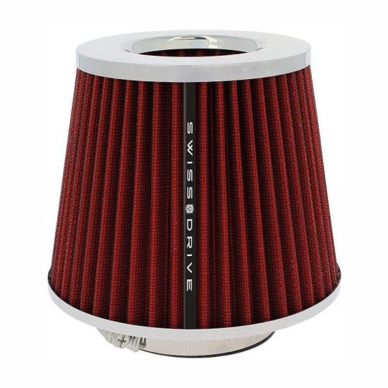 Filtru aer sport rosu-crom, cu 4 adaptori, AFSTRED SwissDrive