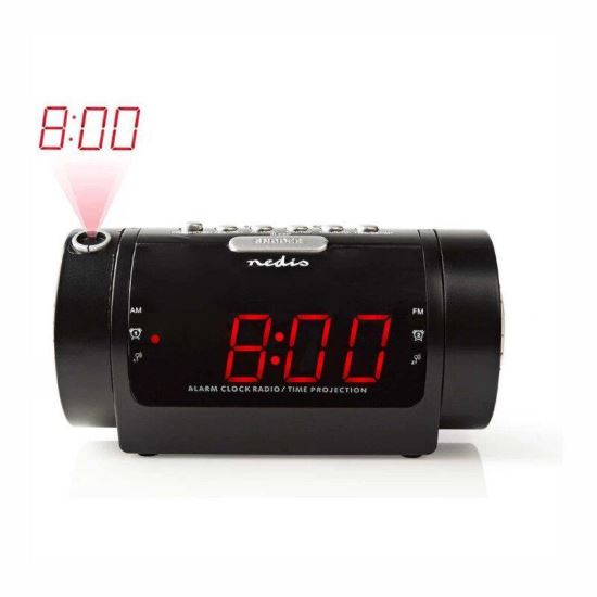 Ceas cu proiectie perete, cu radio si alarma, Led, CLAR005BK Nedis
