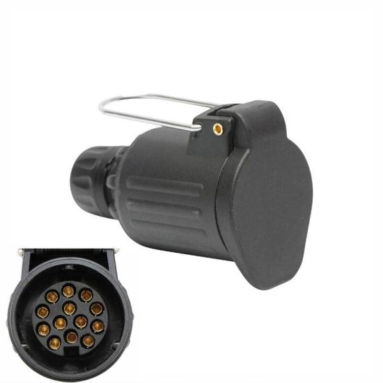 Priza 13 pini 12V plastic, pentru cablu remorca, cu carlig, BK81111