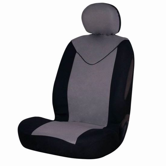 Set huse auto pentru 1 scaun cu tetiera, gri cu negru, airbag, Unicorn FUND95G Car+