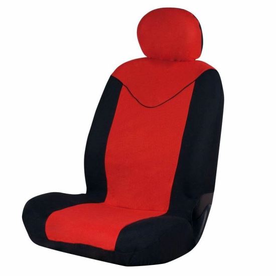 Set huse auto pentru 1 scaun cu tetiera, rosu cu negru, airbag, Unicorn FUND95R Car+