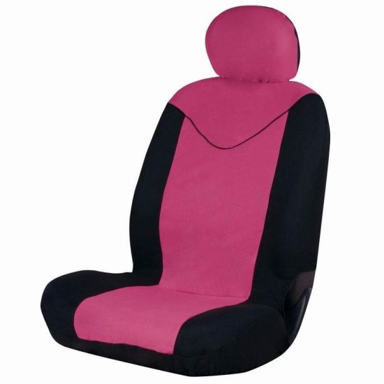 Set huse auto pentru 1 scaun cu tetiera, roz cu negru, airbag, Unicorn FUND95P Car+