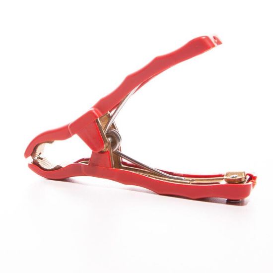 Cleste cablu curent, 15cm, clema crocodil, 400-600A, pentru cablu intre 16 - 35qmm, rosu S20 Saper
