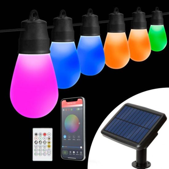 Ghirlanda luminoasa solara, 30becuri LED RGBic, 13m, bluethooth, 11747