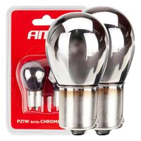 Set 2 becuri semnalizare cromate, 12V, P21W BA15s, galben, 03110 Amio