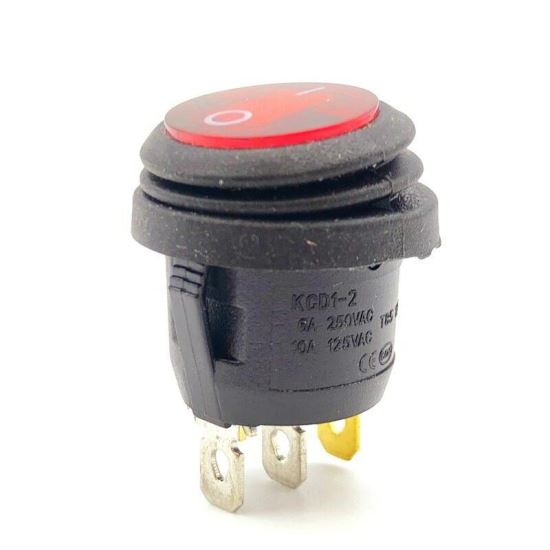 Buton basculant rotund ON/OFF, 1 faza cu LED, rezistent la apa, W15758, KCD1-2