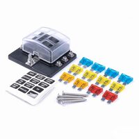Set cutie sigurante plate cu 6 cai, cu indicator LED si 12 sigurante, 12-24V, 03039 Amio