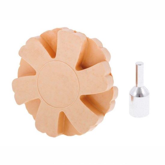 Disc cauciuc pentru indepartarea resturilor de autocolante, adeziv, folie si vopsea, cu adaptor M8 pentru burghiu, fi90mm, 63546 Carmotion