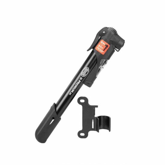 Pompa bicicleta cu manometru, 25x5cm, aluminiu, 8bar, cu suport de prindere, Hand Pump Pro, 216.42 Heyner