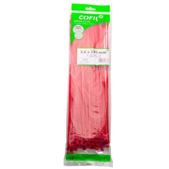 Set 100 coliere plastic 370x3.6mm, rosii, 300017R Damesa