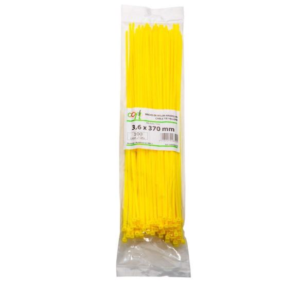 Set 100 coliere plastic 370x3.6mm, galbene, 300017Y Damesa