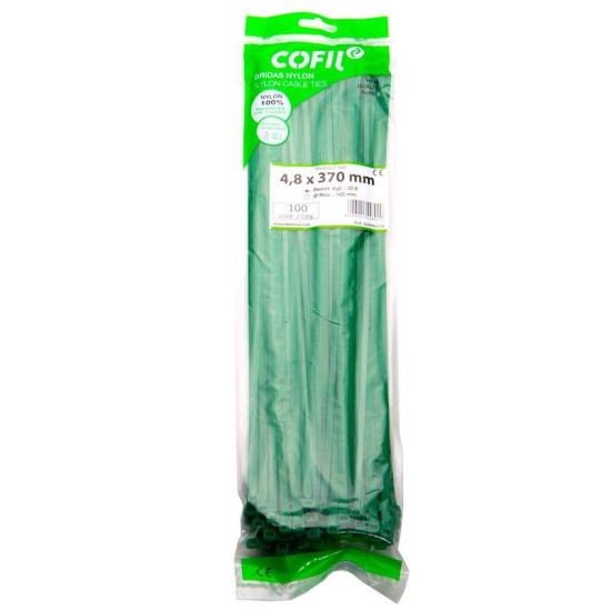 Set 100 coliere plastic 370x4.8mm, verzi, 300027V Damesa