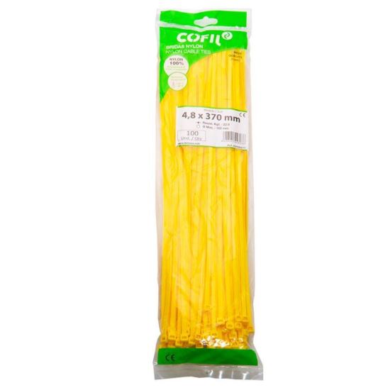 Set 100 coliere plastic 370x4.8mm, galbene, 300027Y Damesa