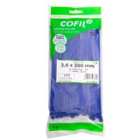 Set 100 coliere plastic 200x3.6mm,albastre, 300014A Damesa