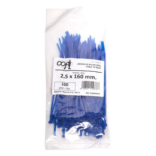Set 100 coliere plastic 160x2.5mm, albastre, 300006A Damesa