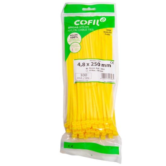 Set 100 coliere plastic 250x4.8mm, galbene, 300023Y Damesa