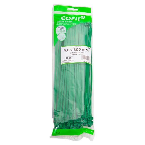 Set 100 coliere plastic 300x4.8mm, verzi, 300026V Damesa