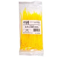 Set 100 coliere plastic 160x2.5mm, galbene, 300006Y Damesa