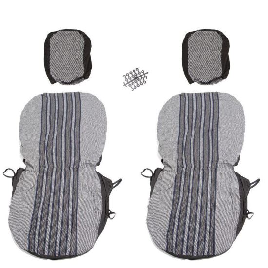 Set huse auto, 2 locuri, stofa, negru cu albastru, DLZ12, Dealiz 